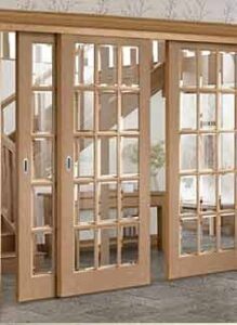 باب سحاب خشب مع زجاج